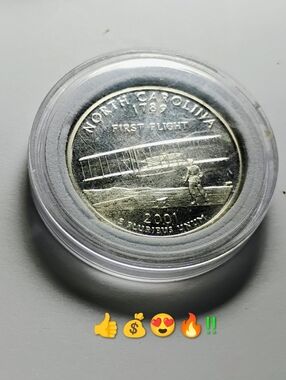 2001 S Proof ClAD North Carolina First Flight Commemorative Coin - Silver Tone